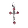 Croix de cou baroque en métal couleur argentée émaillé avec Christ H. 2,5 cm.