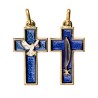Croix de cou double face Colombe / PAX, en métal doré, émaillée 2 couleurs – Hauteur 3,5 cm