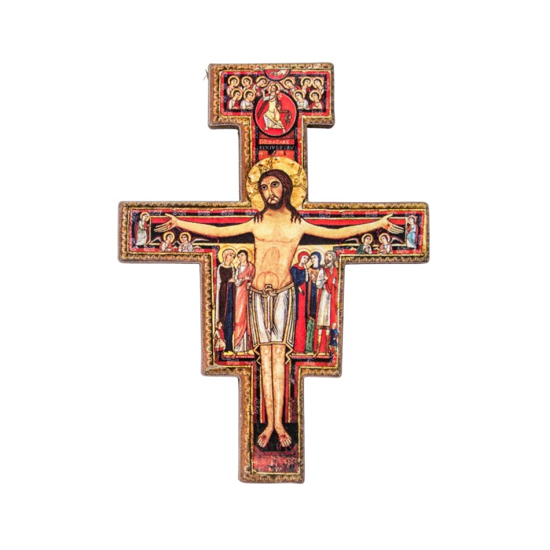 Croix de saint Francois image collee sur contre plaque, plusieurs tailles.