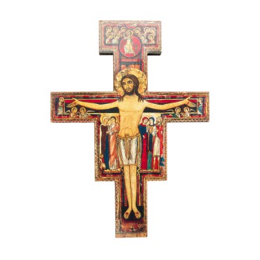 Croix de saint Francois image collee sur contre plaque, plusieurs tailles.