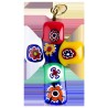 Pendentif croix en veritable verre de Murano H. 3 cm. Livre en boite.