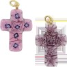 Pendentif croix en veritable verre de Murano H. 3 cm. Livre en boite.