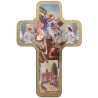 Croix icone en bois avec surimpression en relief dorée/argentée 12x18 cm, plusieurs saints