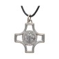 Pendentif sur cordon + fermoir, croix avec médaille saint Benoit 2,4 cm.
