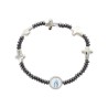 Bracelet sur élastique grains hématite Ø 3 mm et croix avec croix médaille résine VM