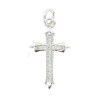 Croix de cou en métal couleur argentée avec pierres OZ serties H. 1,7 cm.