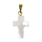 Croix de cou en nacre avec bélière couleur dorée H. 1,5 cm - livrée en boite.