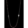 Collier chaine couleur argentée L. 50 cm avec croix et médaille V.Miraculeuse, grains semi cristal Ø 3 mm, livre boite.