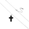 Collier avec croix en pierre naturelle H 2.4 cm sur chaine maille forcat en acier inoxydable L. 45 cm ajustable