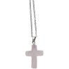 Collier avec croix en pierre naturelle H 2.4 cm sur chaine maille forcat en acier inoxydable L. 45 cm ajustable