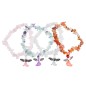 Bracelet sur élastique en pierre naturelle assortie Ø 6 mm avec petit ange - LOT DE 6 ASSORTIS