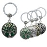 Porte-clés Arbre de vie Ø 2.6 cm avec pierre naturelle assortie, LOT DE 5