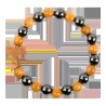 Bracelet dizainier sur élastique pour enfant grains en hématite et bois d'olivier Ø 4 mm, avec croix de Tau.
