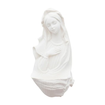 Benitier blanc de la Vierge a suspendre H. 16 cm.