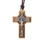 Croix de cou de saint Benoit hauteur 3.8 cm en bois d'olivier revers médaille avec cordon 65 cm..