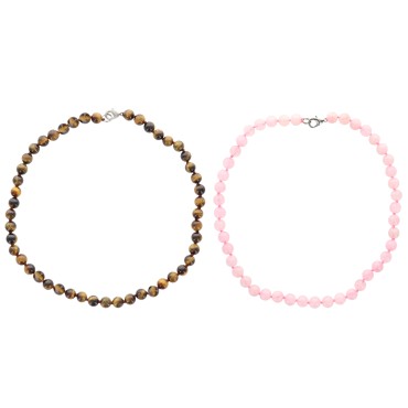 Collier en pierre -Oslash- 8 mm avec fermoir- longueur 45 cm- Differentes pierres-