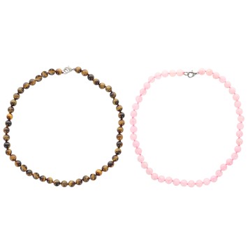 Collier en pierre -Oslash- 8 mm avec fermoir- longueur 45 cm- Differentes pierres-