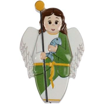 Magnet de Saint Raphael en relief, H. 8 x 5 cm.