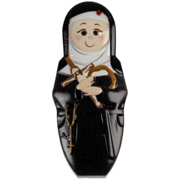 Magnet de Sainte Rita en relief, H. 8 x 3.5 cm.
