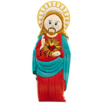 Magnet du Sacre Coeur de Jesus en relief, H. 8 x 3 cm.