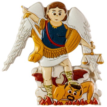 Magnet de Saint Michel en relief, H. 7 x 7 cm.