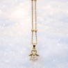 Collier avec chaîne et pendentif ange avec zircon, H. 1.4 cm. Laiton dorée supérieur, L. 44 cm ajustable.