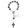 Dizainier sur chaîne grains cloisonné en métal, Ø 8 mm avec croix. Existe en différentes couleurs