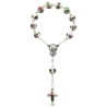 Dizainier sur chaîne grains cloisonné en métal, Ø 8 mm avec croix. Existe en différentes couleurs