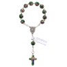 Dizainier sur chaîne grains cloisonné en métal, Ø 8 mm avec croix. Existe en différentes couleurs