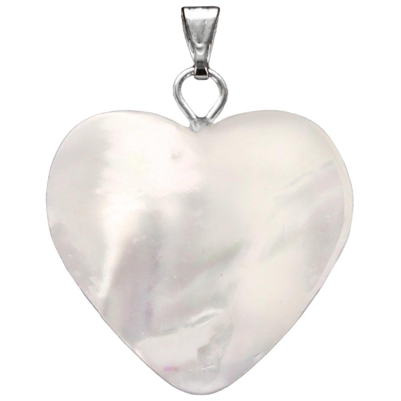 Pendentif coeur en coquille naturelle, H. 1,5 x 1,6 cm.