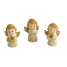 Ange à poser en résine de couleur dorée et beige, H 5.6 cm. Lot de 3 assorties.