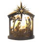 Nativité lumineuse en métal en forme de cabane à poser H. 25.2 cm.