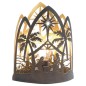 Nativité lumineuse en métal en forme de lanterne à poser, H. 22.6 cm.