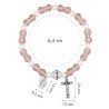 Bracelet sur élastique grains en verre Ø 8 mm avec médaille et croix. LOT DE 6 BRACELETS ASSORTIS.
