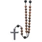 Chapelet avec grains en œil de tigre Ø 8 mm avec croix en hématite. Longueur jusqu'au cœur 31 cm