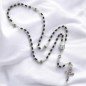 Chapelet grains en hématite H. 5mm avec pater métal de EX-VOTO avec croix métal livre en boite