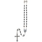 Chapelet grains en hématite H. 5mm avec pater métal de EX-VOTO avec croix métal livre en boite