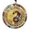Colliers en nylon avec pendentif en orgonite avec symbole couleur doree, Ø 3.6 cm. Lot de 5 symbole assortis.