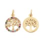 Pendentif symbole arbre de vie couleur doree avec zircon, H. 1,4 cm