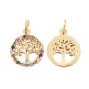 Pendentif symbole arbre de vie couleur doree avec zircon, H. 1,4 cm