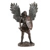 Statue bronze coulé à froid de saint Michel archange avec bouclier, H. 36 cm