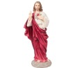 Statue du Sacré-Cœur de Jésus en polystone polychrome, peinte à la main, hauteur 21 cm.