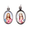 Médaille métal couleur argentée ovale H. 2,5 cm + 2 résines personnalisées