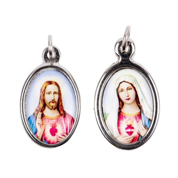 Médaille métal couleur argentée ovale H. 2,5 cm + 2 résines personnalisées