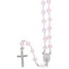 Chapelet en argent 925°/°° avec fermoir (7,30 g) grains facettes Ø 5 mm croix plate. Livre en boite. Plusieurs couleurs..
