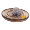 Brule encens en bois pour batonnets ou cones, Ø 10 cm. Existe avec differentes pierres.