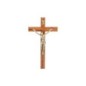 Crucifix bois marron vernis avec Christ métal bronze..