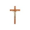 Crucifix bois marron vernis avec Christ métal bronze..