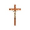 Crucifix bois marron vernis avec Christ métal bronze..
