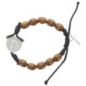 Bracelet dizainier réglable sur corde, grains en bois 7 mm, avec croix en métal. Différents Saints disponibles.